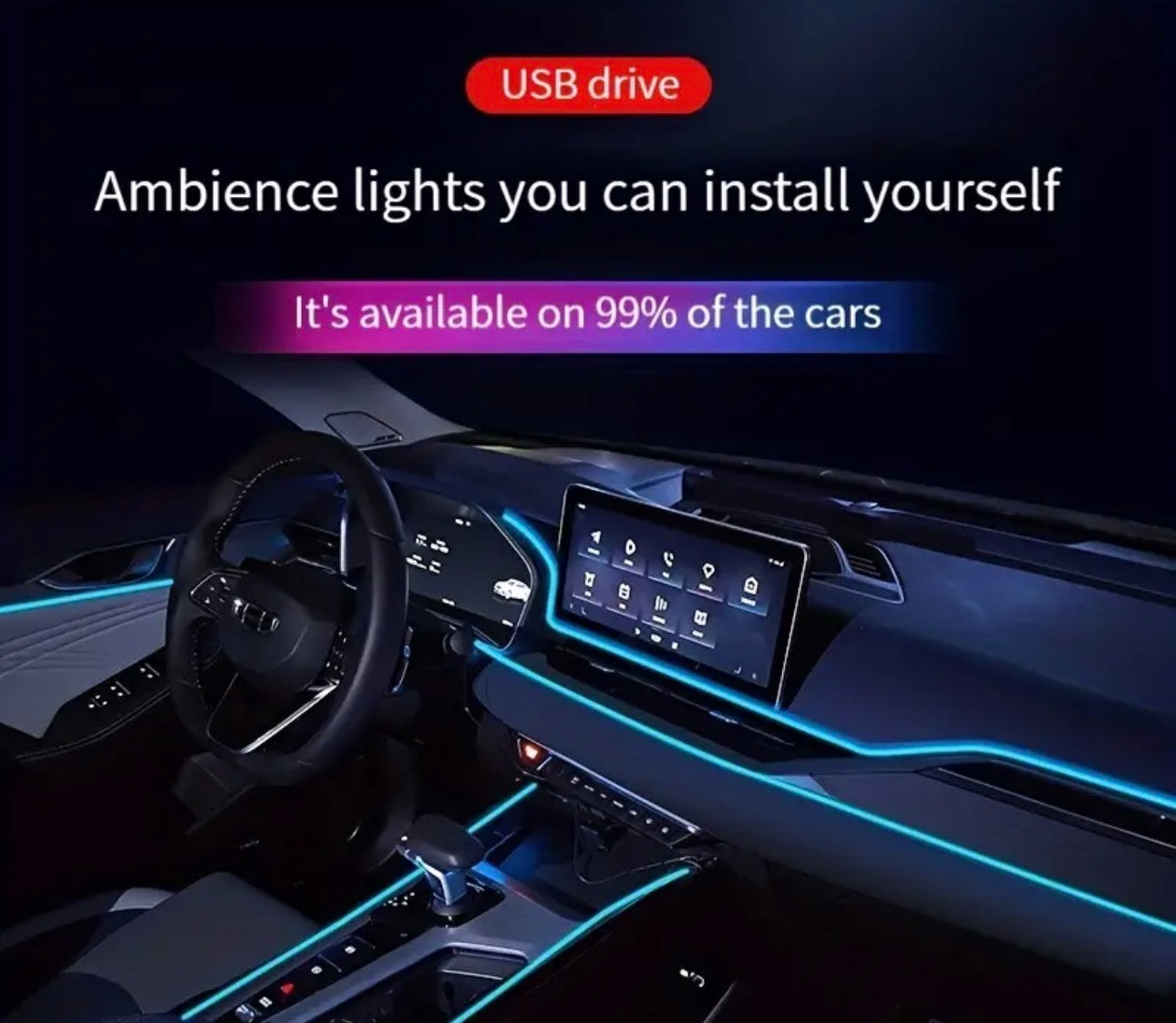 5m Car Interior Additions EL Cold Light LED Ambient Light | USB