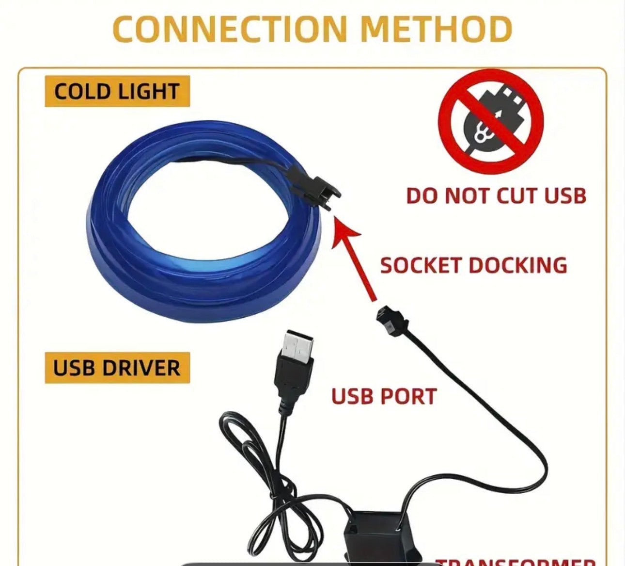 5m Car Interior Additions EL Cold Light LED Ambient Light | USB